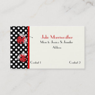Red & Black Ladybugs Mommy Calling Card