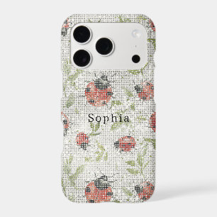 Red Black Ladybugs Sparkle iPhone 17 Pro Case