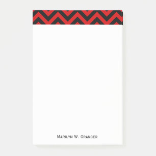 Red, Black Large Chevron ZigZag Pattern Post-it Notes