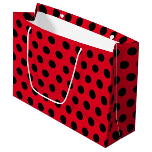 Red  Black Large Medium Polka Dot Party Large Gift Bag