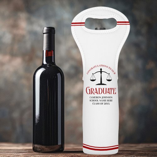 Red Black Law School Custom Graduation Gift Wine Bag