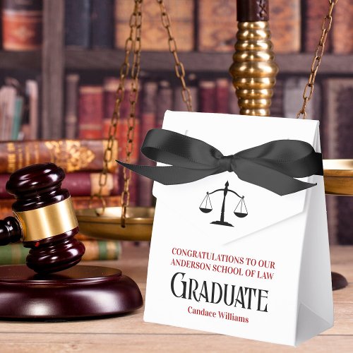 Red Black Law School Custom Graduation Party Favor Boxes