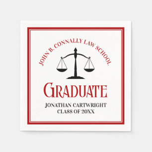 Red Black Law School Custom Graduation Party Napkins