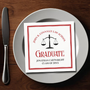 Red Black Law School Custom Graduation Party Napkins