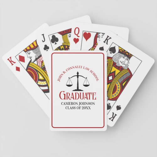 Red Black Law School Custom Graduation Party Poker Cards