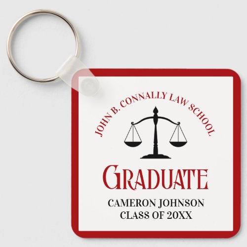 Red Black Law School Graduation Keepsake Keychain