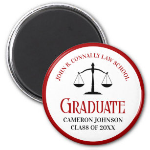 Red Black Law School Graduation Keepsake Magnet