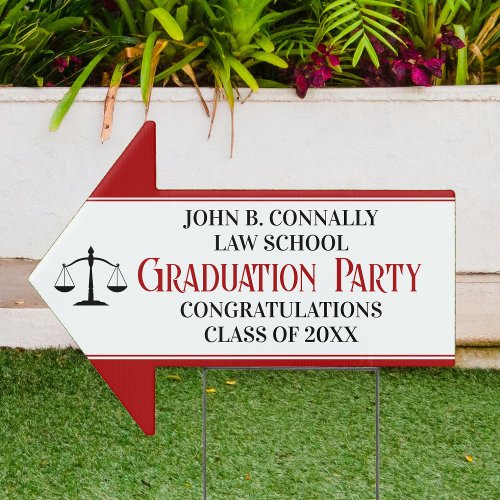 Red Black Law School Graduation Party Arrow Yard Sign