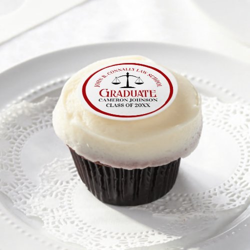 Red Black Law School Graduation Party Edible Frosting Rounds