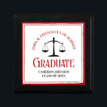 Red Black Law School Personalized Graduation Gift Box<br><div class="desc">This custom red and black law school graduation gift box features classy typography under the scales of justice and your college name for the class of 2024. Customize with your graduating year for a great personalized university graduate present.</div>