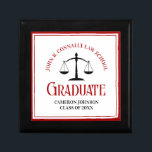 Red Black Law School Personalized Graduation Gift Box<br><div class="desc">This custom red and black law school graduation gift box features classy typography under the scales of justice and your college name for the class of 2024. Customize with your graduating year for a great personalized university graduate present.</div>