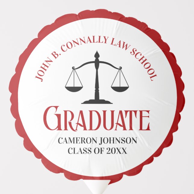 Red Black Law School Photo Graduation Party Balloon (Front)