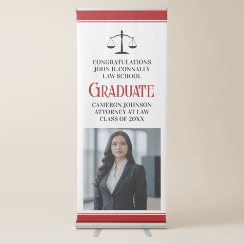 Red Black Law School Photo Graduation Party Retractable Banner