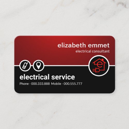 Red Black Layer Stylish Electric Business Card