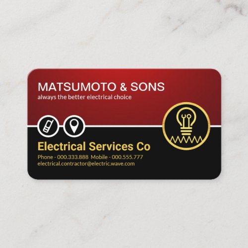 Red Black Layers Electrical Bulb Current Business Card