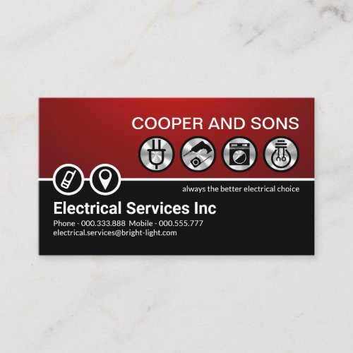 Red Black Layers Electrician Service Business Card
