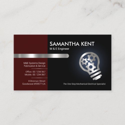 Red Black Layers Silver Electric Bulb  Business Card