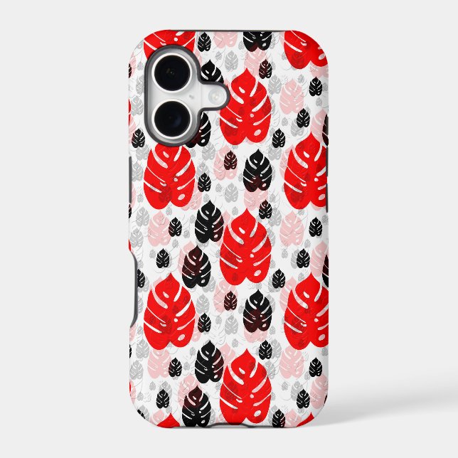 Red Black Leaf Illustration Pattern Design  Case-Mate iPhone Case (Back)