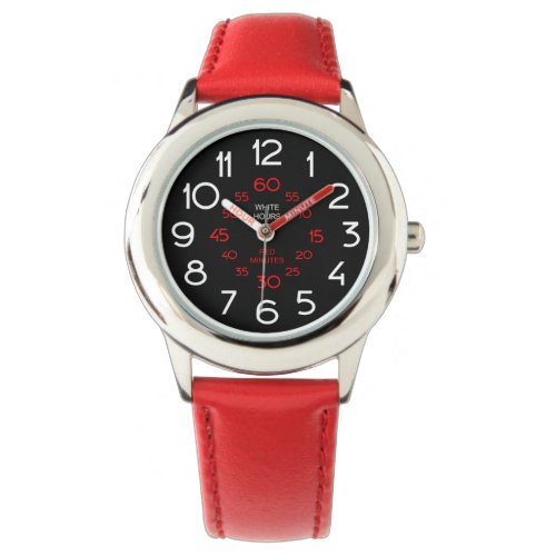 Red  Black Learn to Tell Time Watch for Kids