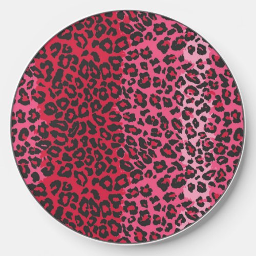 Red  Black Leopard Cheetah Print Wireless Charger