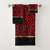 Red & Black Leopard Pattern with Monogram