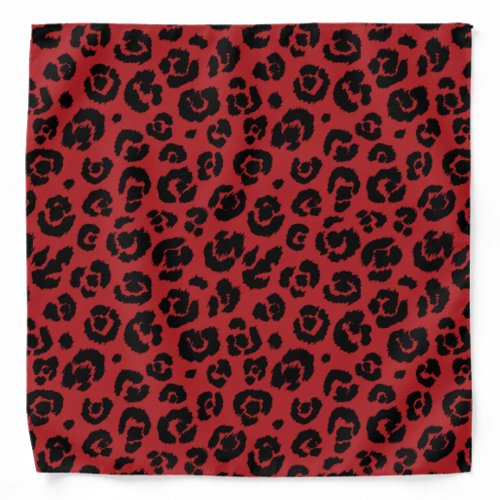 Red Black Leopard Print Bandana