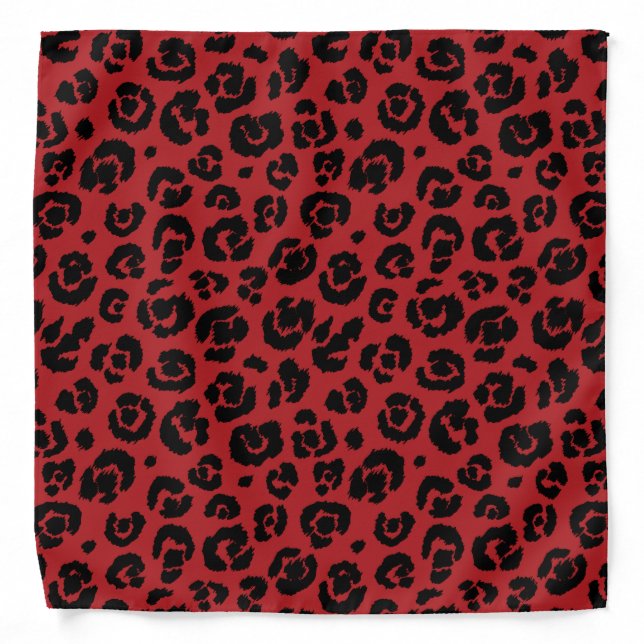 Red Black Leopard Print Bandana (Front)
