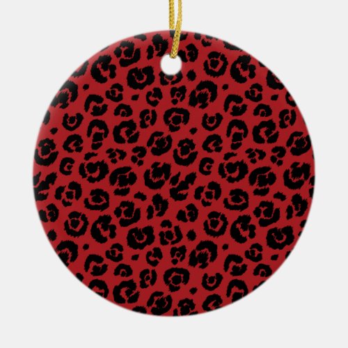 Red Black Leopard Print Ceramic Ornament