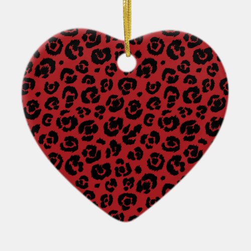 Red Black Leopard Print Ceramic Ornament