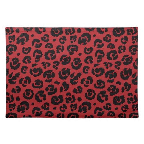 Red Black Leopard Print Cloth Placemat