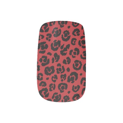 Red Black Leopard Print Minx Nail Art