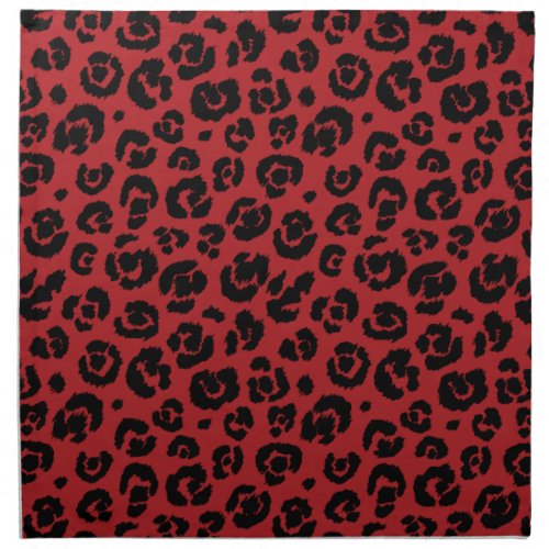 Red Black Leopard Print Napkin