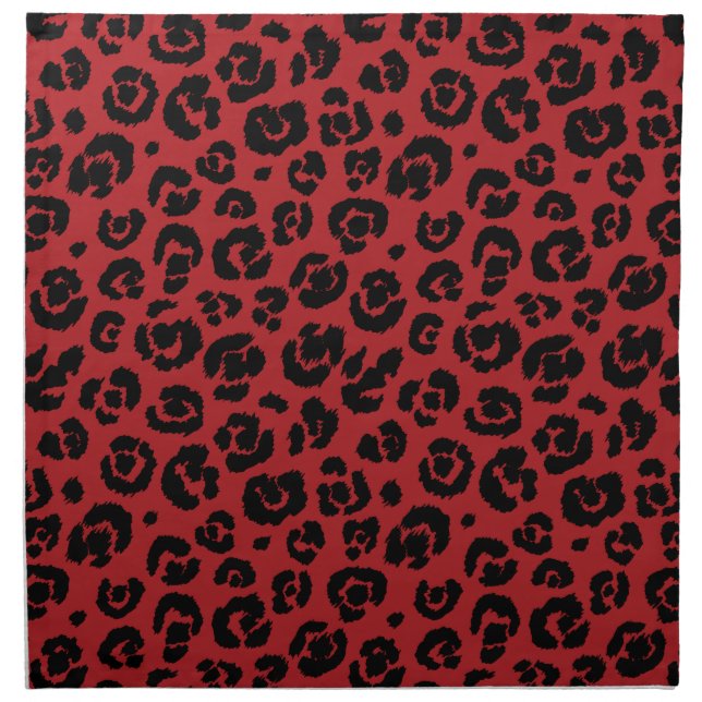 Red Black Leopard Print Napkin (Front)