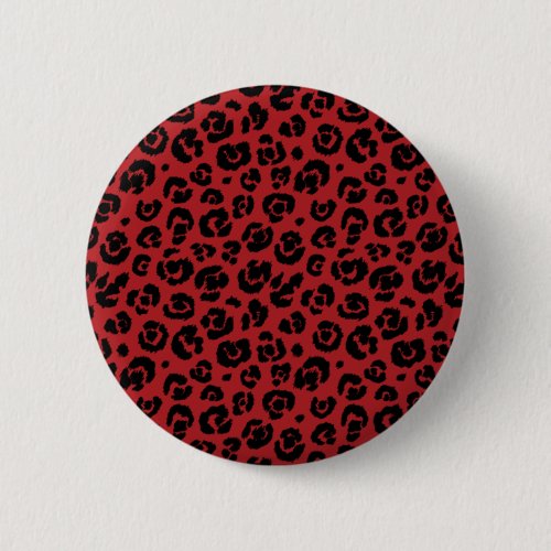 Red Black Leopard Print Pinback Button