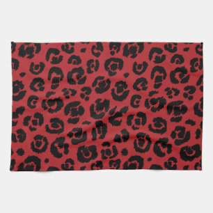Red Black Leopard Print Towel