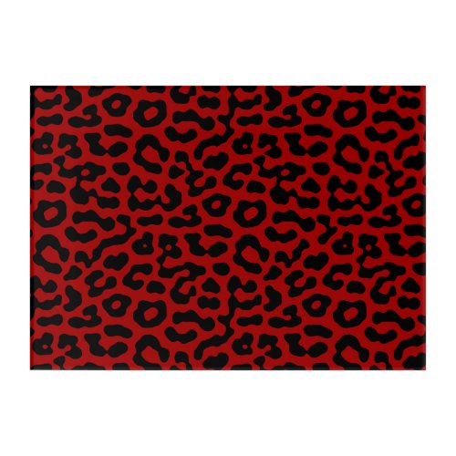 Red Black Leopard Spots Print Pattern Acrylic Print