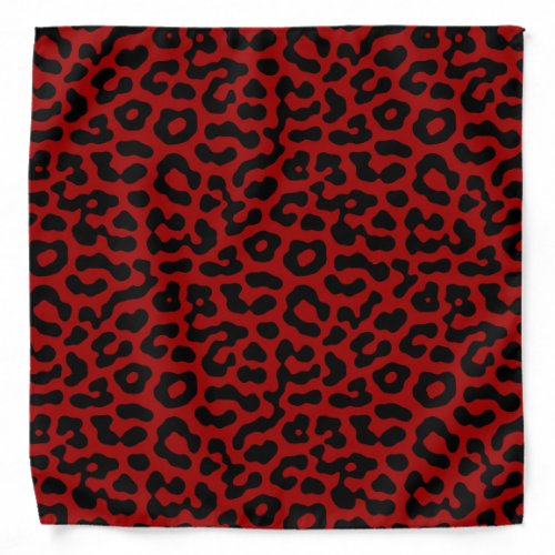 Red Black Leopard Spots Print Pattern Bandana