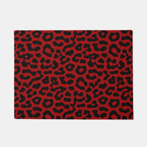 Red Black Leopard Spots Print Pattern Doormat