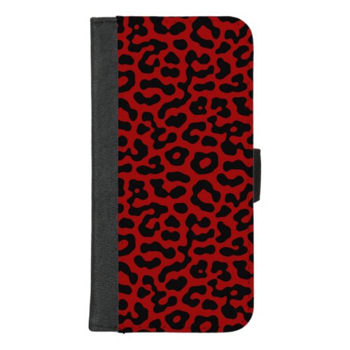 Red Black Leopard Spots Print Pattern iPhone 87 Plus Wallet Case