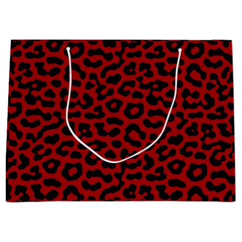 Red Black Leopard Spots Print Pattern Large Gift Bag