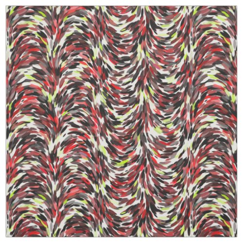 Red Black Lime Green Brush Strokes Art Pattern Fabric