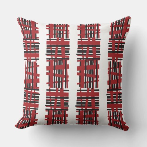 RED BLACK LINES DESIGN Retro Throw Pillow