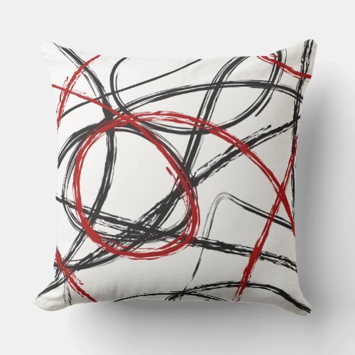 RED BLACK LINES DESIGN Retro Throw Pillow