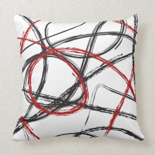 RED BLACK LINES DESIGN Retro Throw Pillow