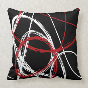 RED BLACK LINES DESIGN Retro Throw Pillow