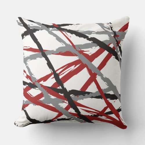 RED BLACK LINES DESIGN Retro Throw Pillow