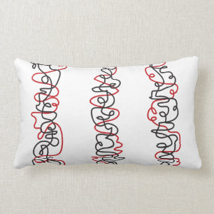 RED & BLACK LINES DESIGN Retro Throw Pillow