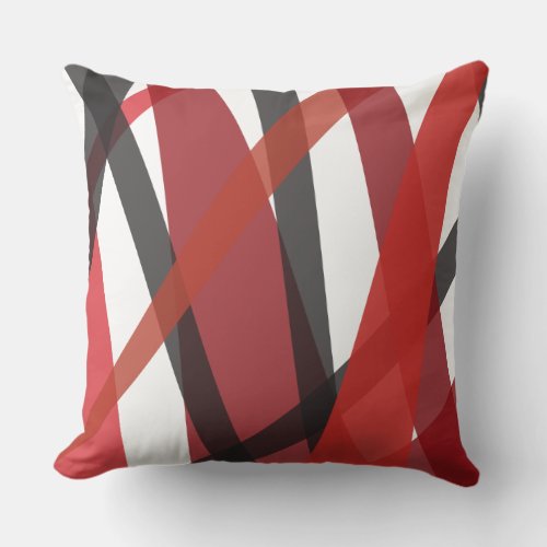 RED BLACK LINES DESIGN Retro Throw Pillow