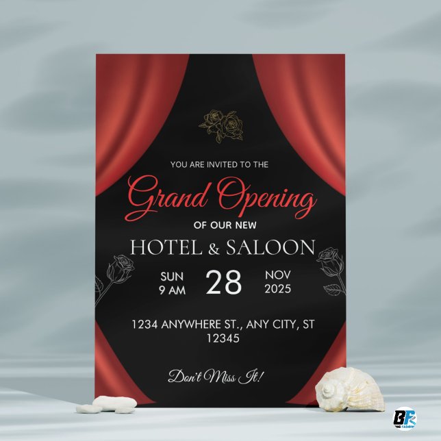 Red & Black Lines New Business Grand Opening  Invitation (Creator Uploaded)