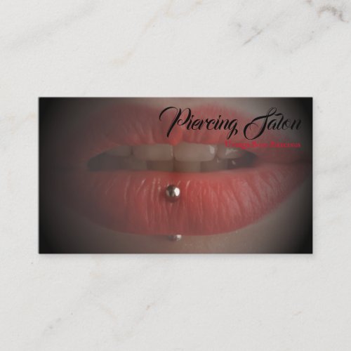 Red Black Lips Piercing photo Business Card